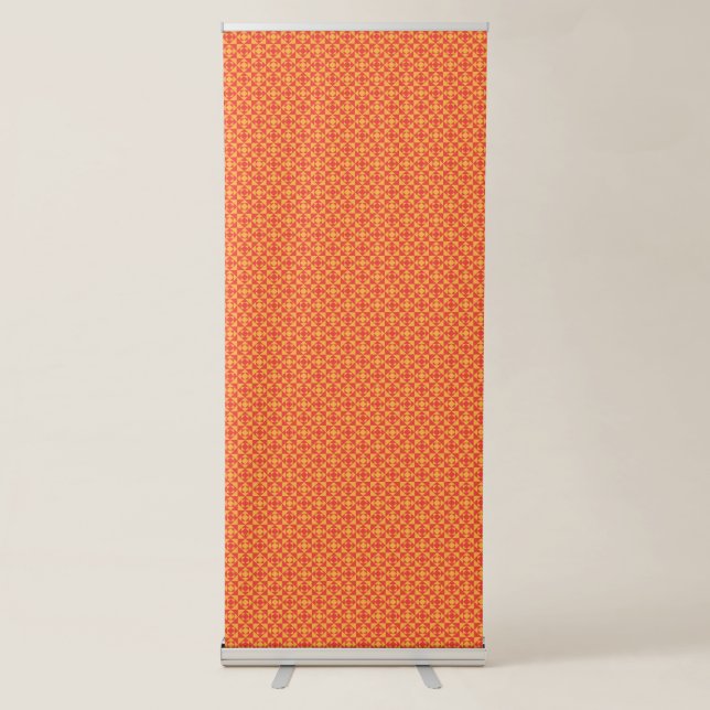 Wrapping paper featuring a pattern with orange, re retractable banner (Front)