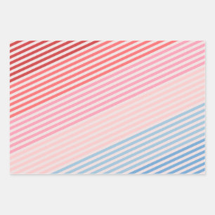 Wrapping Paper Flat Sheet Set/3 multi-colour strip
