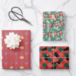 Wrapping Paper Flat Sheet Set of 3<br><div class="desc">Fun Christmas Wrap</div>