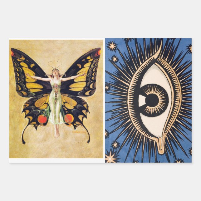 Wrapping Paper Flat Sheet Set of 3 Art Deco Eye (Front)