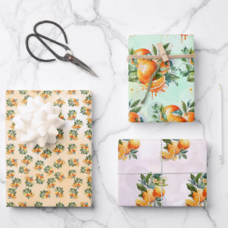 Wrapping Paper Flat Sheet Set of 3. Gift wrap.