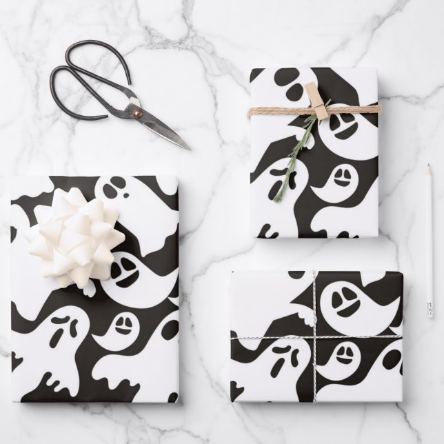 Wrapping Paper Flat Sheet Set of 3 Halloween theme (Front)