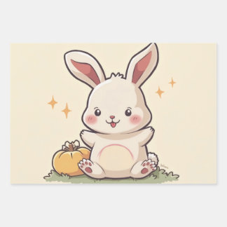 Wrapping Paper Flat Sheet Set of 3 Lovely bunny gi