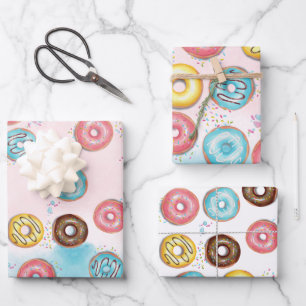 Wrapping Paper Flat Sheet Set of 3for 2nd Birthday