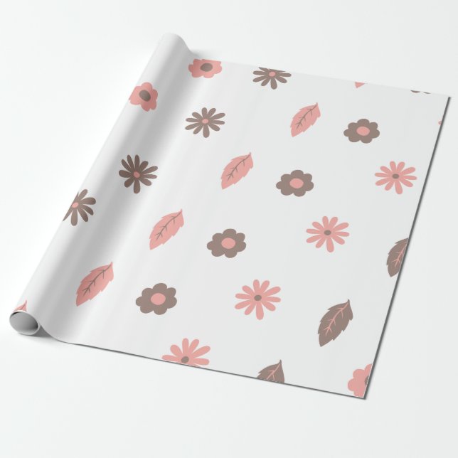 Wrapping Paper Flowers Alternating Pink Tone (Unrolled)