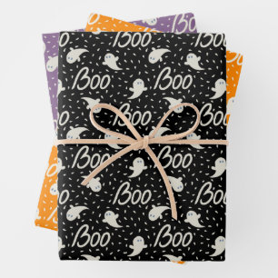 Wrapping paper for Halloween with pattern of ghost