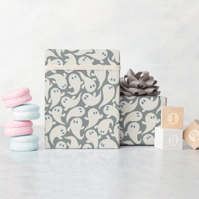 Wrapping paper for Halloween with pattern of ghost (Baby Shower)