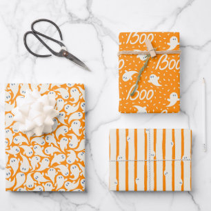 Wrapping paper for Halloween with pattern of ghost