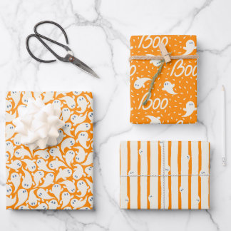 Wrapping paper for Halloween with pattern of ghost