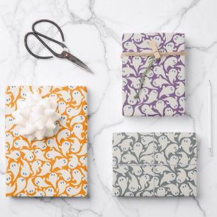 Wrapping paper for Halloween with pattern of ghost