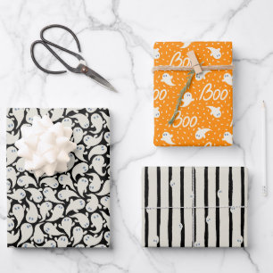 Wrapping paper for Halloween with pattern of ghost