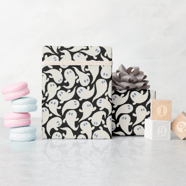 Wrapping paper for Halloween with pattern of ghost (Baby Shower)