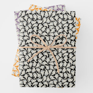 Wrapping paper for Halloween with pattern of ghost