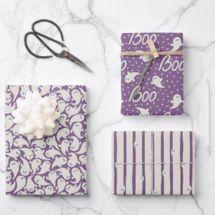 Wrapping paper for Halloween with pattern of ghost