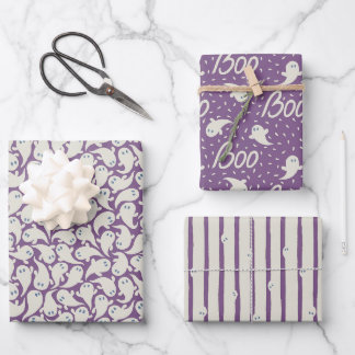 Wrapping paper for Halloween with pattern of ghost