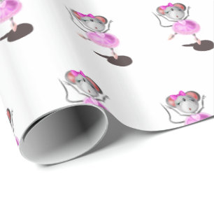 Wrapping Paper for Kids with Ballerina Mouse