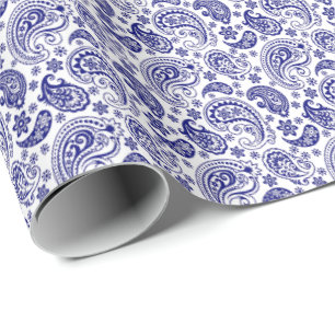 Wrapping Paper - French Paisley Shabby Chic Blue