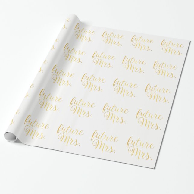 Wrapping Paper - future Mrs. II White & Gold (Unrolled)