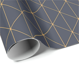 Wrapping Paper - Geometric Gold and Blue Pattern