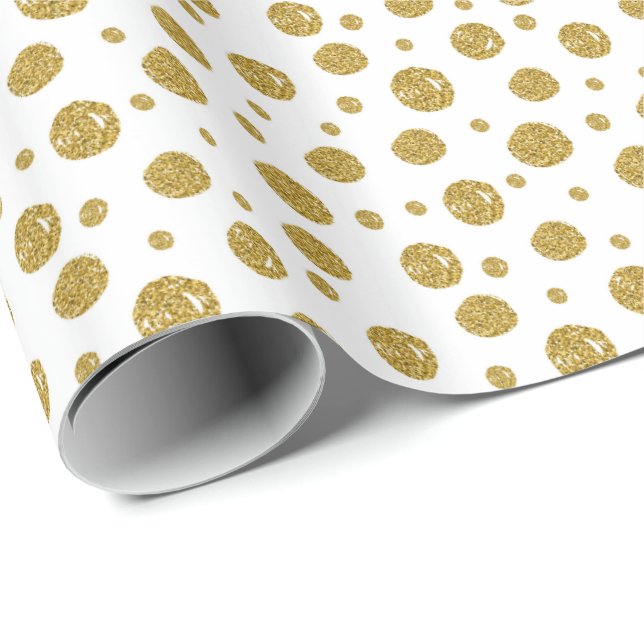 Wrapping Paper Gold Glitter Polka Dots (Roll Corner)