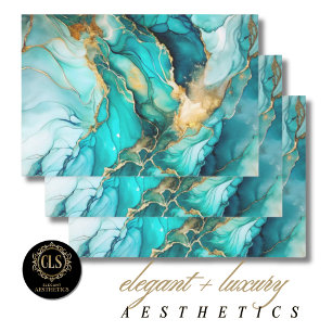 Wrapping Paper - Green and Gold Marbled