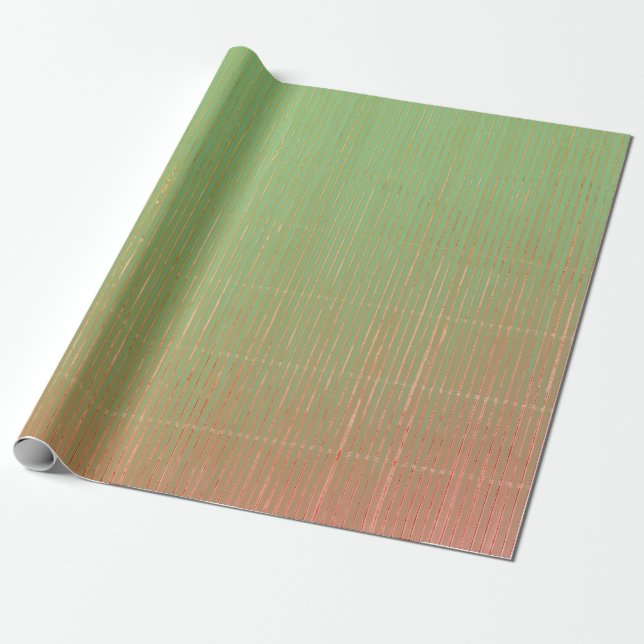 Wrapping Paper GREEN AND PINK FADED STRIPES (Unrolled)