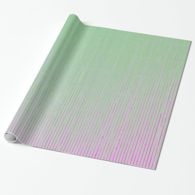 Wrapping Paper GREEN AND PINK FADED STRIPES  (Unrolled)
