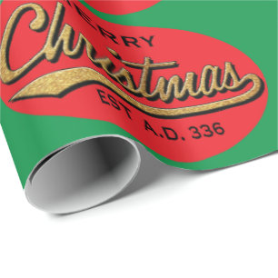 Wrapping Paper Green/Red "Retro Merry Christmas"