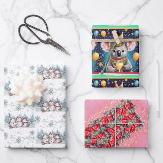 Wrapping paper in a set of three sheets