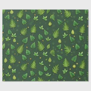 Wrapping paper in green leaves