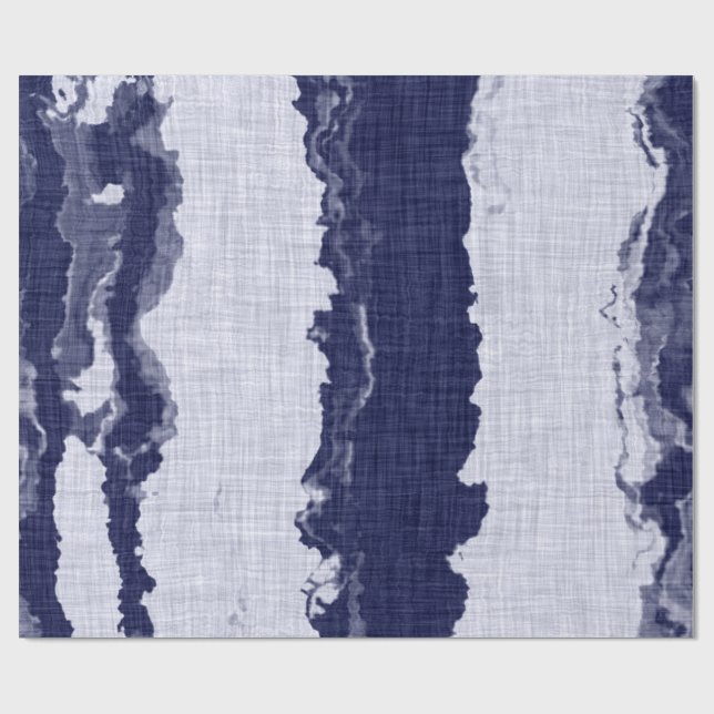 Wrapping Paper INDIGO BLUE JAPANESE DESIGN LINEN (Flat)