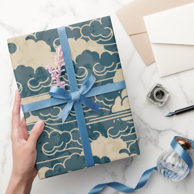 Wrapping Paper JAPANESE CLOUD PATTERN IN BLUE (Gifting)
