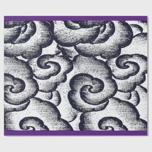 Wrapping Paper JAPANESE CLOUDS PURPLE TRIM