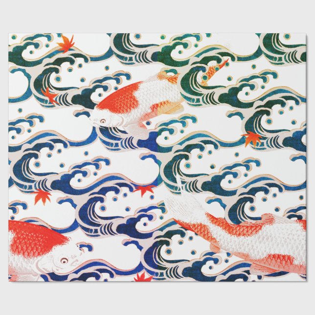 Wrapping Paper KOI FISH AND WAVE PATTERN (Seam)