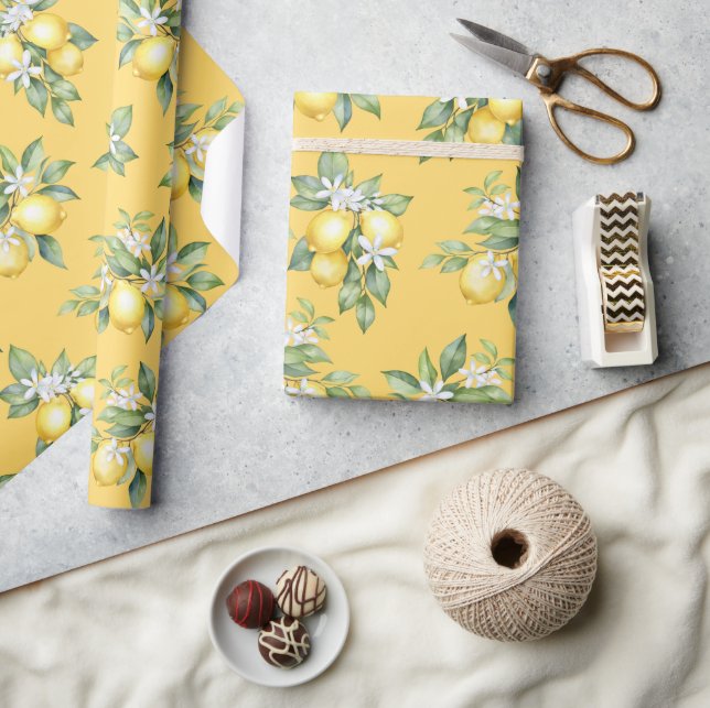 Wrapping Paper Lemon citrus 1st birthday. (Crafts)