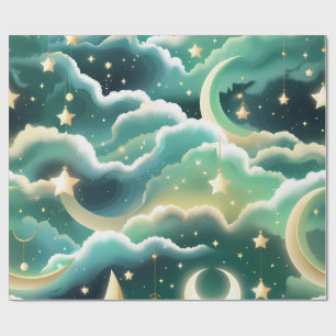 Wrapping Paper – Luxury Mint Green Celestial Moon