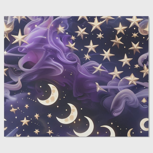 Wrapping Paper – Luxury Royal Amethyst Celestial (Flat)