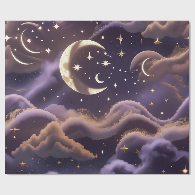 Wrapping Paper – Luxury Smoky Celestial Moon (Flat)