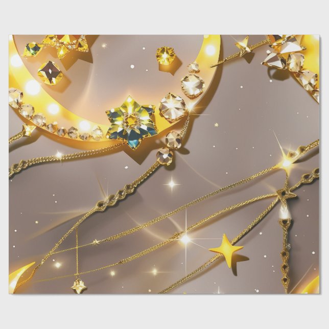 Wrapping Paper – Luxury Topaz Yellow Celestial (Flat)