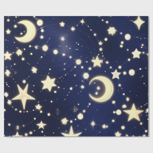 Wrapping Paper – Luxury Velvet Navy Celestial Moon