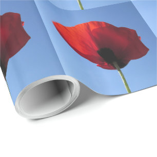 Wrapping Paper - Memorial Day Red Poppy Blue Sky