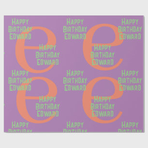 Wrapping Paper monogram name purple mint text
