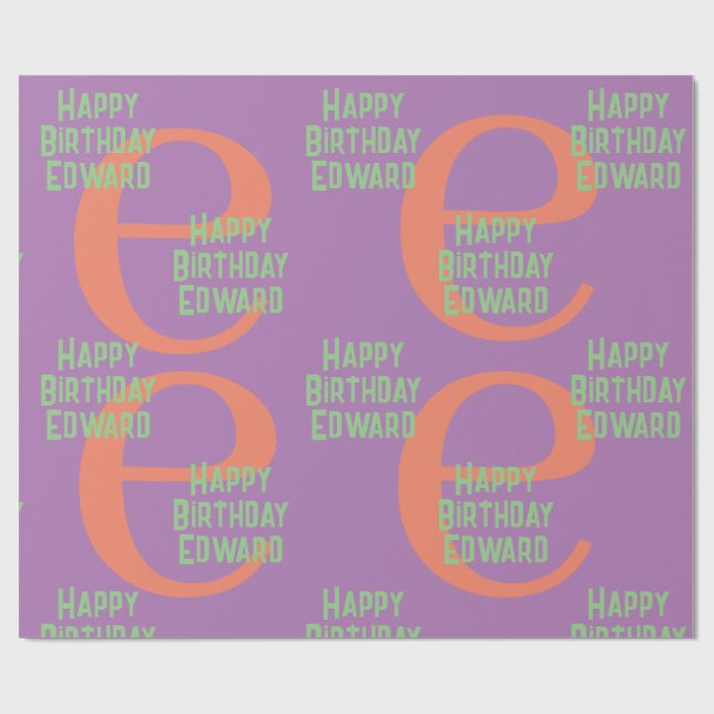 Wrapping Paper monogram name purple mint text (Flat)