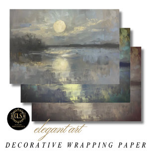 Wrapping Paper - Moonlit Landscape in Watercolor