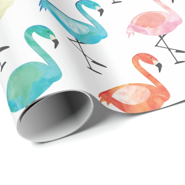 Wrapping Paper  - Multi Coloured Flamingo's (Roll Corner)