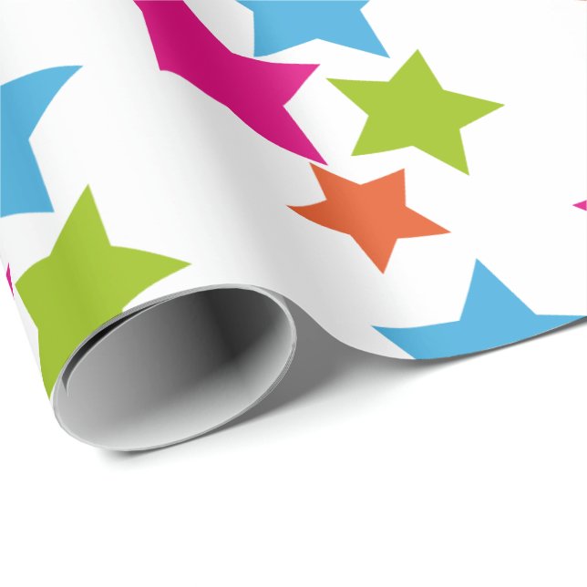 Wrapping Paper - Multi Coloured Stars (Roll Corner)