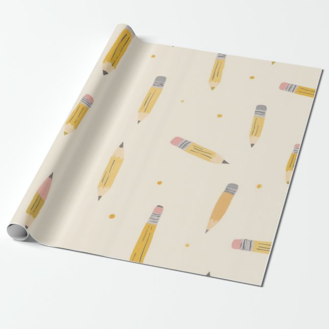 Wrapping Paper (pencil pattern featuring pencils) (Unrolled)