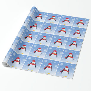Wrapping Paper Penguin Christmas Santa Claus