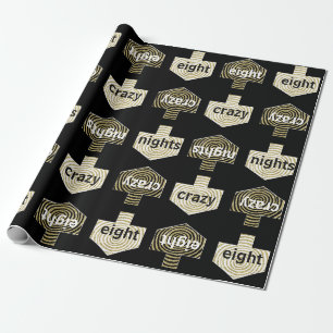 Wrapping Paper "Personalised Dreidels/Gold, Black"