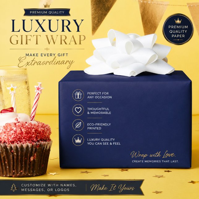 Wrapping Paper | Personalised Navy Gift Wrap (Creator Uploaded)